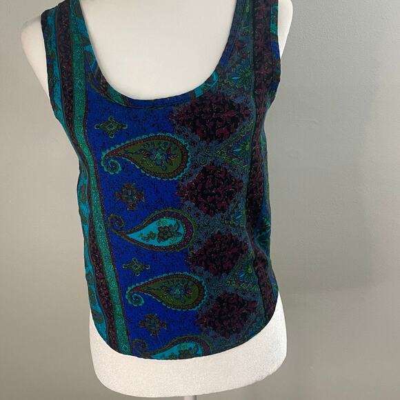 Hot Stuff Vintage 90’s Paisley Tank Top Made in USA Boho Y2K Sleeveless XS-S - Picture 1 of 6